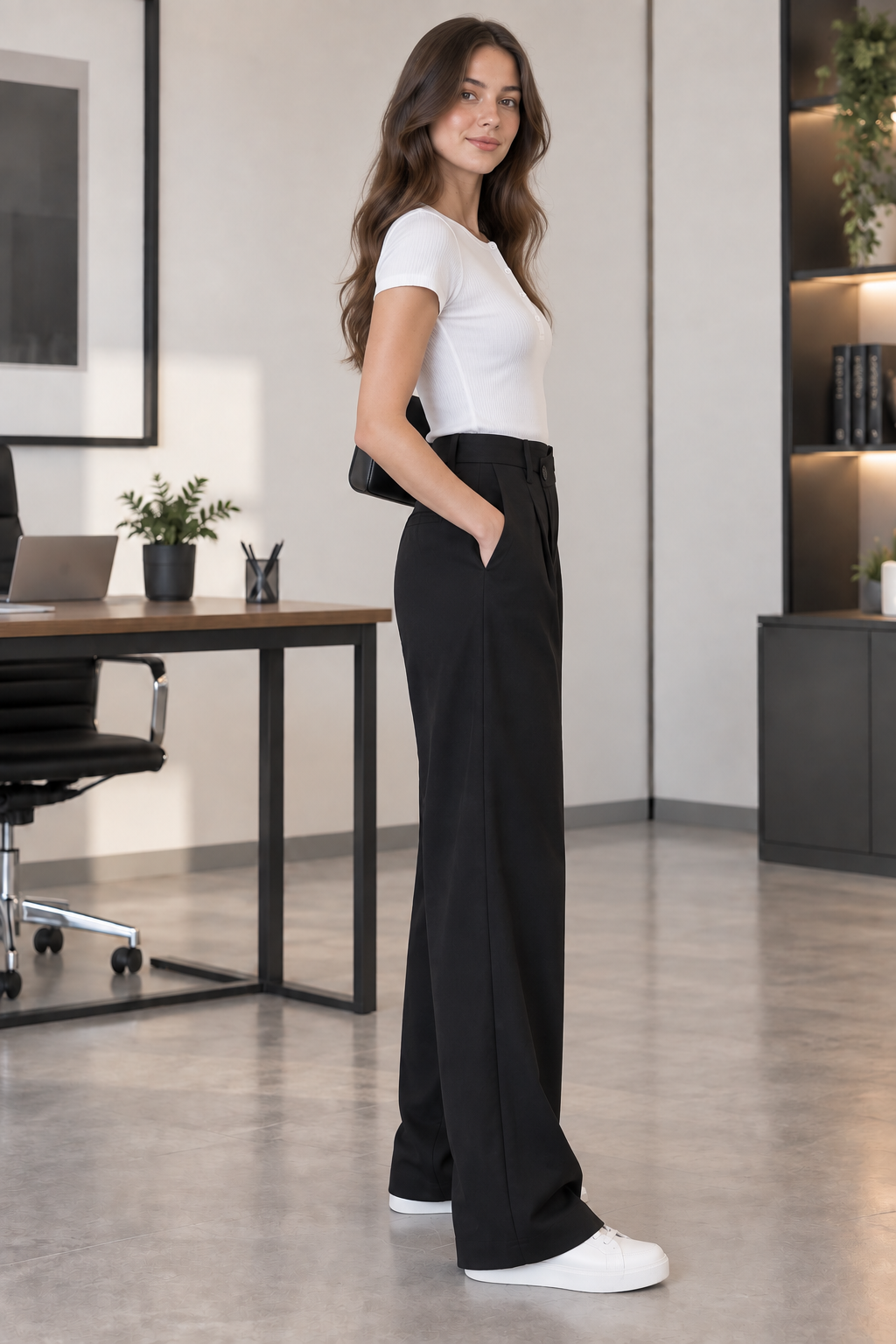 Kadın Pamuklu Likralı Fitilli Kaşkorse Düğmeli Kısa Kollu Basic Body Siyah Beyaz